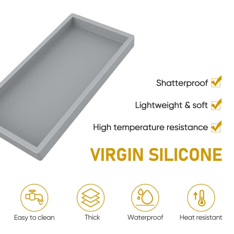 EG-SIPRO Bathroom Counter Tray EG-SIPRO High-Grade Thickened Silicone Bathroom Vanity Tray Shatterproof Durable Rectangle Bathroom Tray Soap Dispenser Tray for Bathroom Countertop - Image 4
